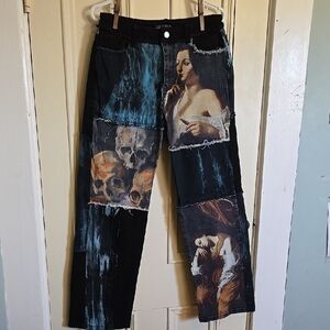 Artistic Black and Blue Women's Jeans